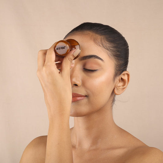 Ayurvedische mini Kansa Wand - Pure Kansa Metal & Teak Wood | Ayurvedisch gezichtsmassagetool voor onder oogzorg