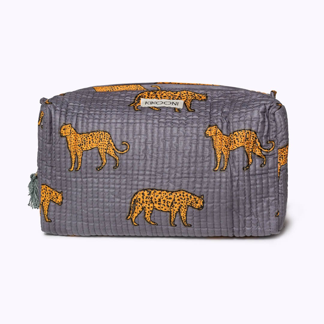 KIKOONI Handgemaakte Toilettas "Gray Leopard"