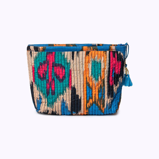 KIKOONI Handgemaakte Everyday toilettas "Blue Ikat"