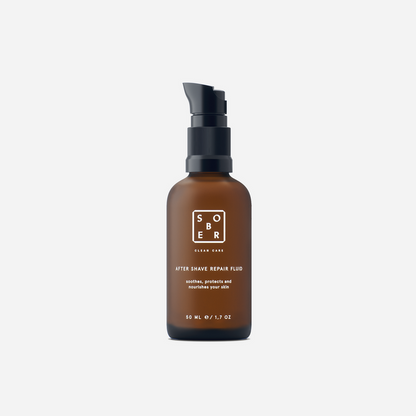 Sober After Shave Repair Fluid in bruine glazen pompflacon, 50 ml huidverzorging product