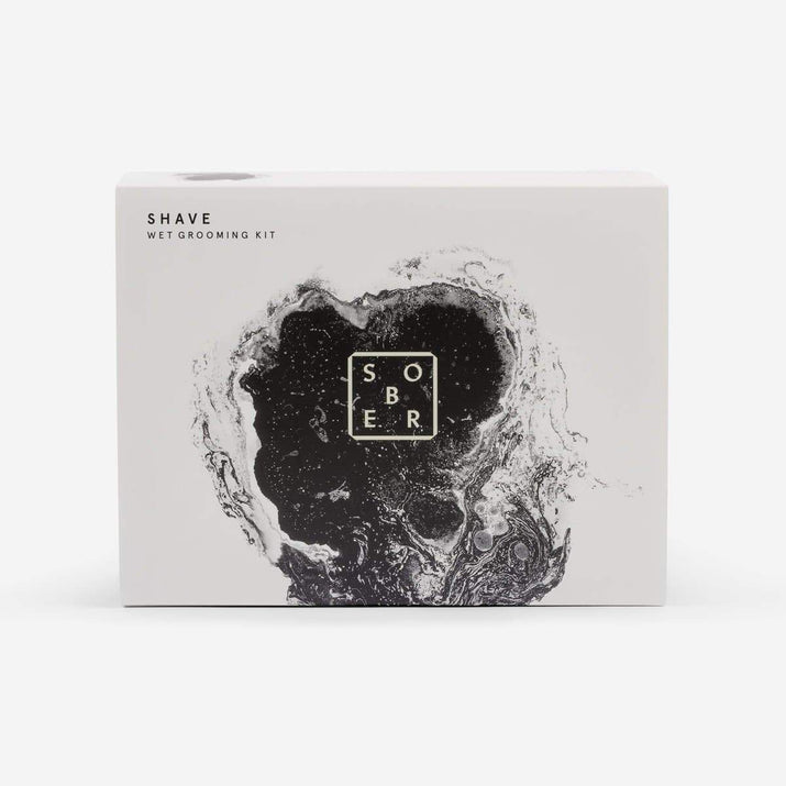 Sober scheerset premium wet grooming kit met zwart-witte marmerprint verpakking