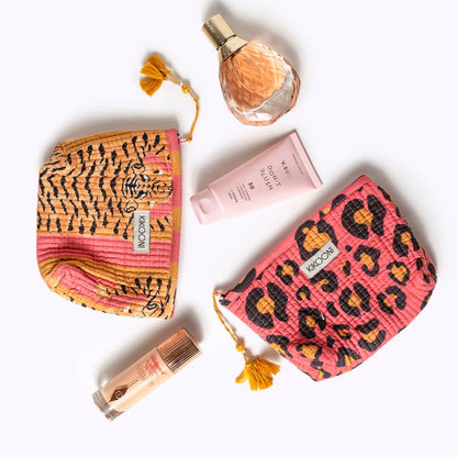 KIKOONI Handgemaakte Everyday toilettas "Poppy Tiger Sunset"