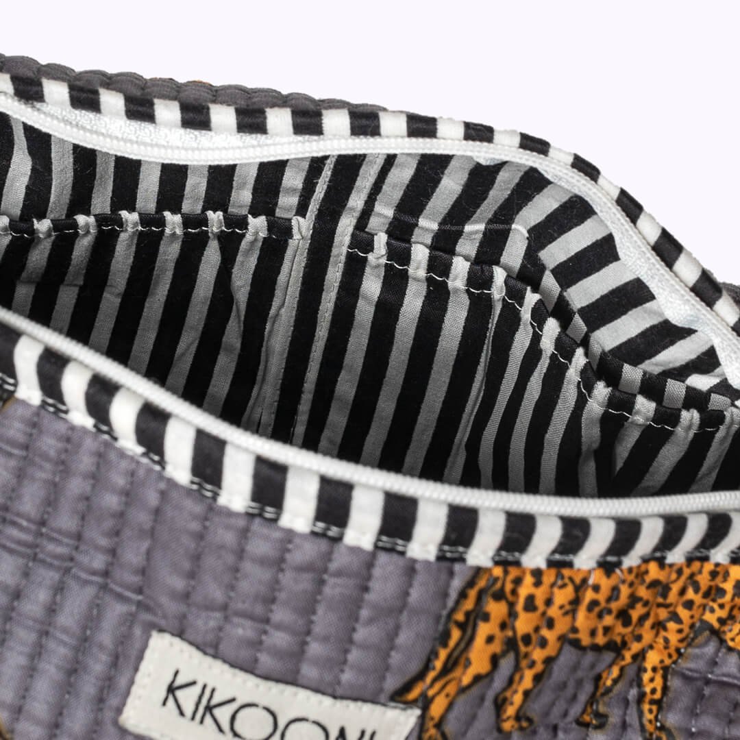 KIKOONI Handgemaakte Toilettas "Gray Leopard"