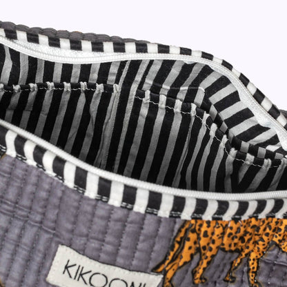 KIKOONI Handgemaakte Toilettas "Gray Leopard"