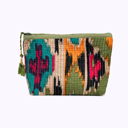 KIKOONI Handgemaakte Everyday toillettas "Green Ikat"