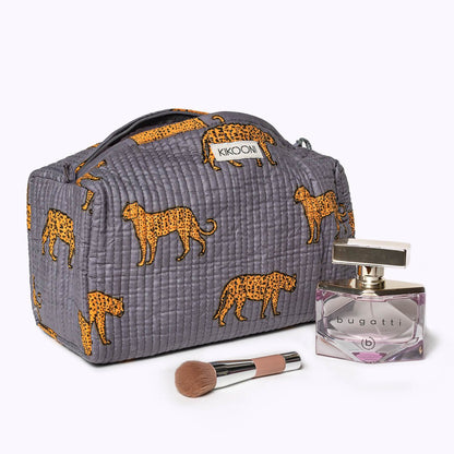 KIKOONI Handgemaakte Toilettas "Gray Leopard"