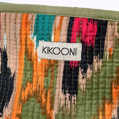 KIKOONI Handgemaakte Everyday toillettas "Green Ikat"